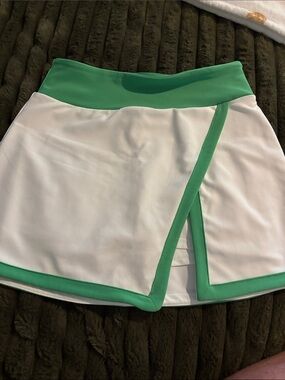 White Tennis Skort with Green Trim